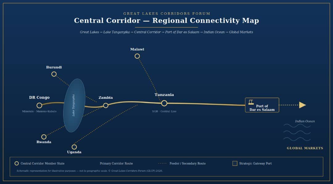 Official GLCF schematic: Central Corridor regional connectivity map